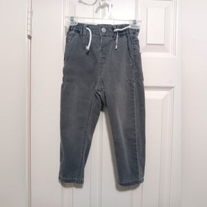Zara stonewash black denim jeans with rope belt/size: 2-3 years